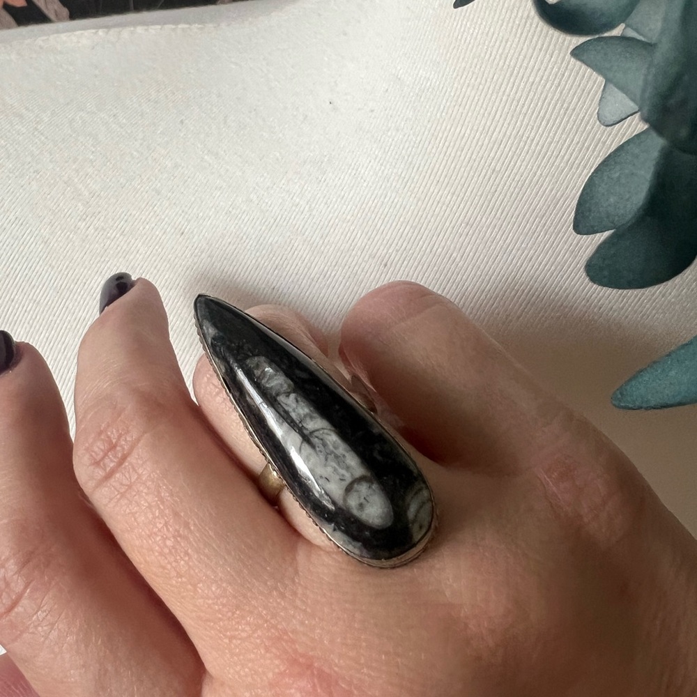 Black and White Fossil Ring - Picture 3 of 6